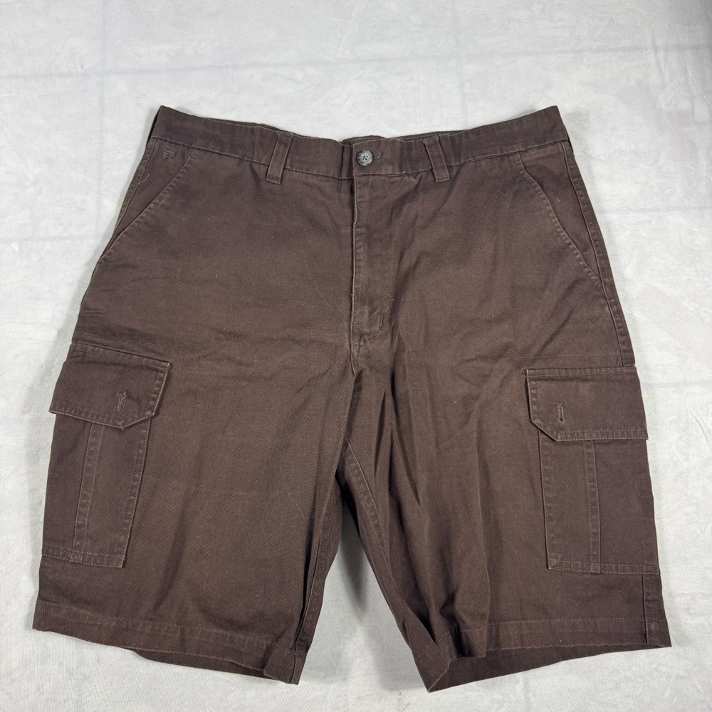 Haggar Mens Cargo Shorts Brown Cotton Flat Front Pockets Comfort Outdoor 38